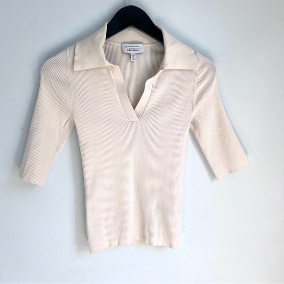 &Other Stories Cream Ribbed Polo Knit Top XS $79 - Picture 1 of 3